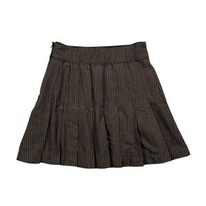 Y2K Abercrombie Fitch Womens Plaid‎ Pleated Mini Skirt XS Brown Preppy Academic